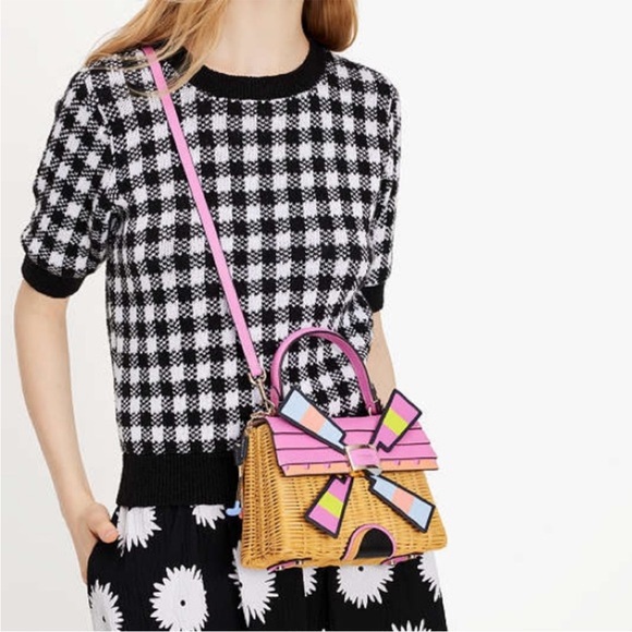 Kate Spade Tee Time Wicker Windmill Satchel - Picture 5 of 11